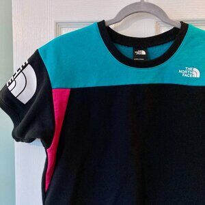 The North Face women's S short-sleeve colorblock crop graphic logo sweatshirt